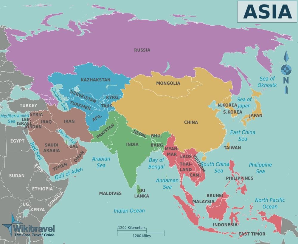 Mapa Tajvan i okolne države