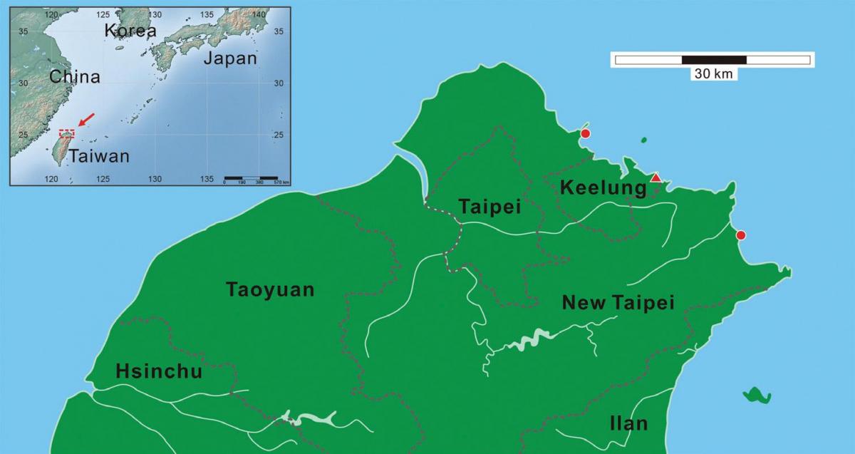 sjeveru Tajvan mapu