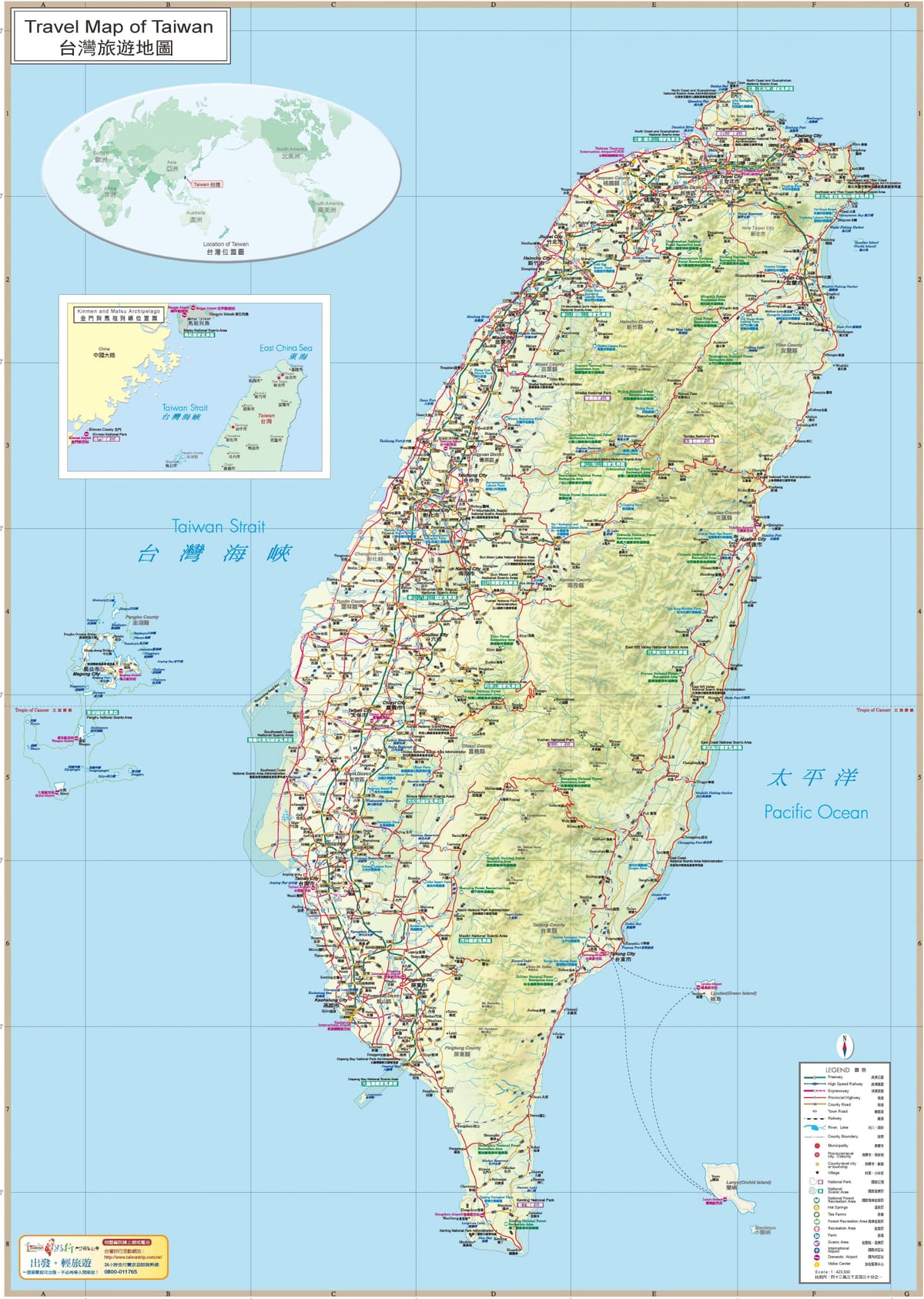 Mapa Tajvan atrakcija