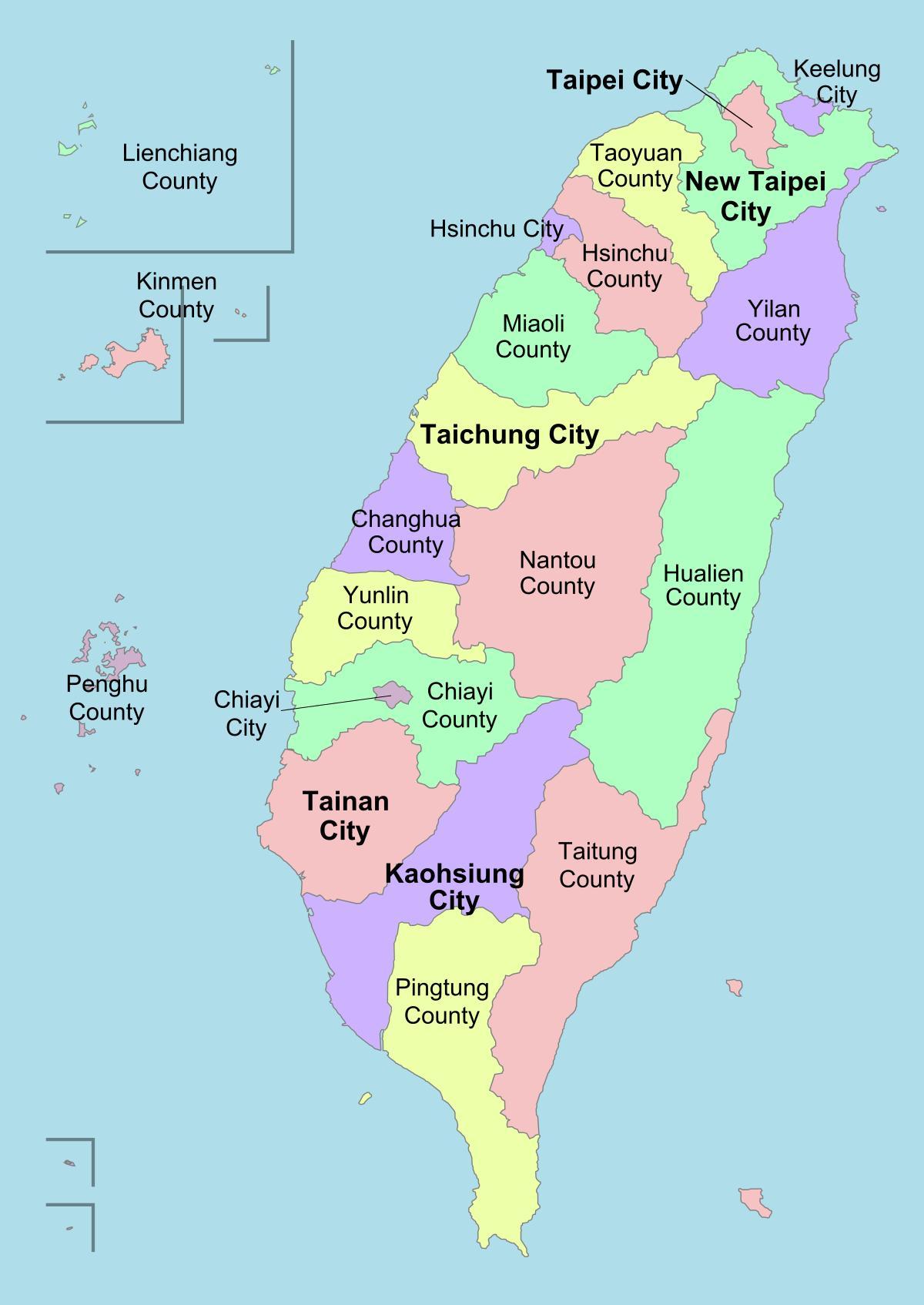 Mapa Tajvan distriktu 