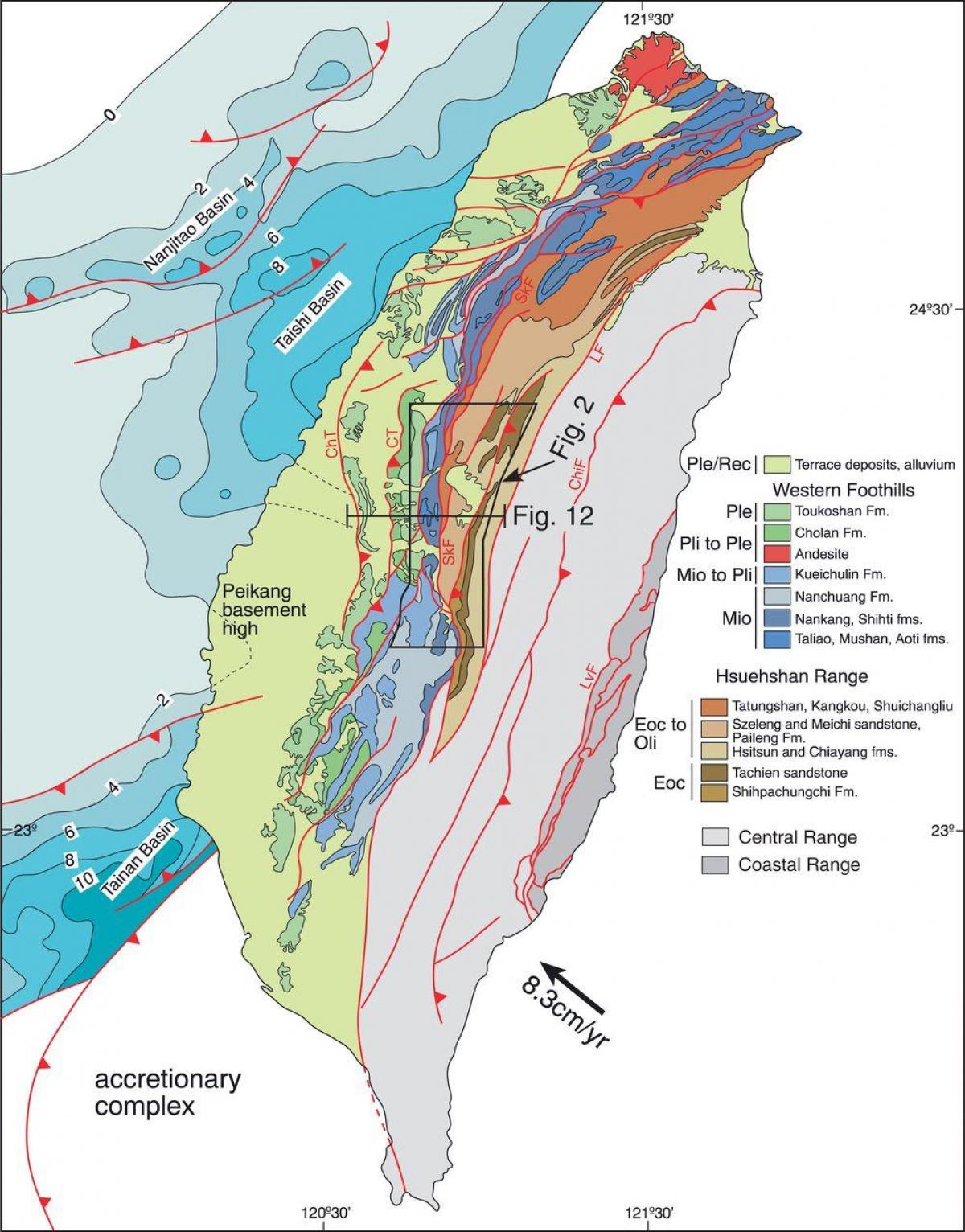 Mapa Tajvan geološke