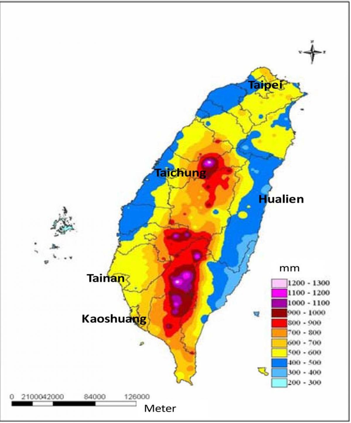 Mapa Tajvan klime