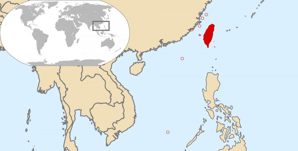 svijet mapa pokazuje Tajvan