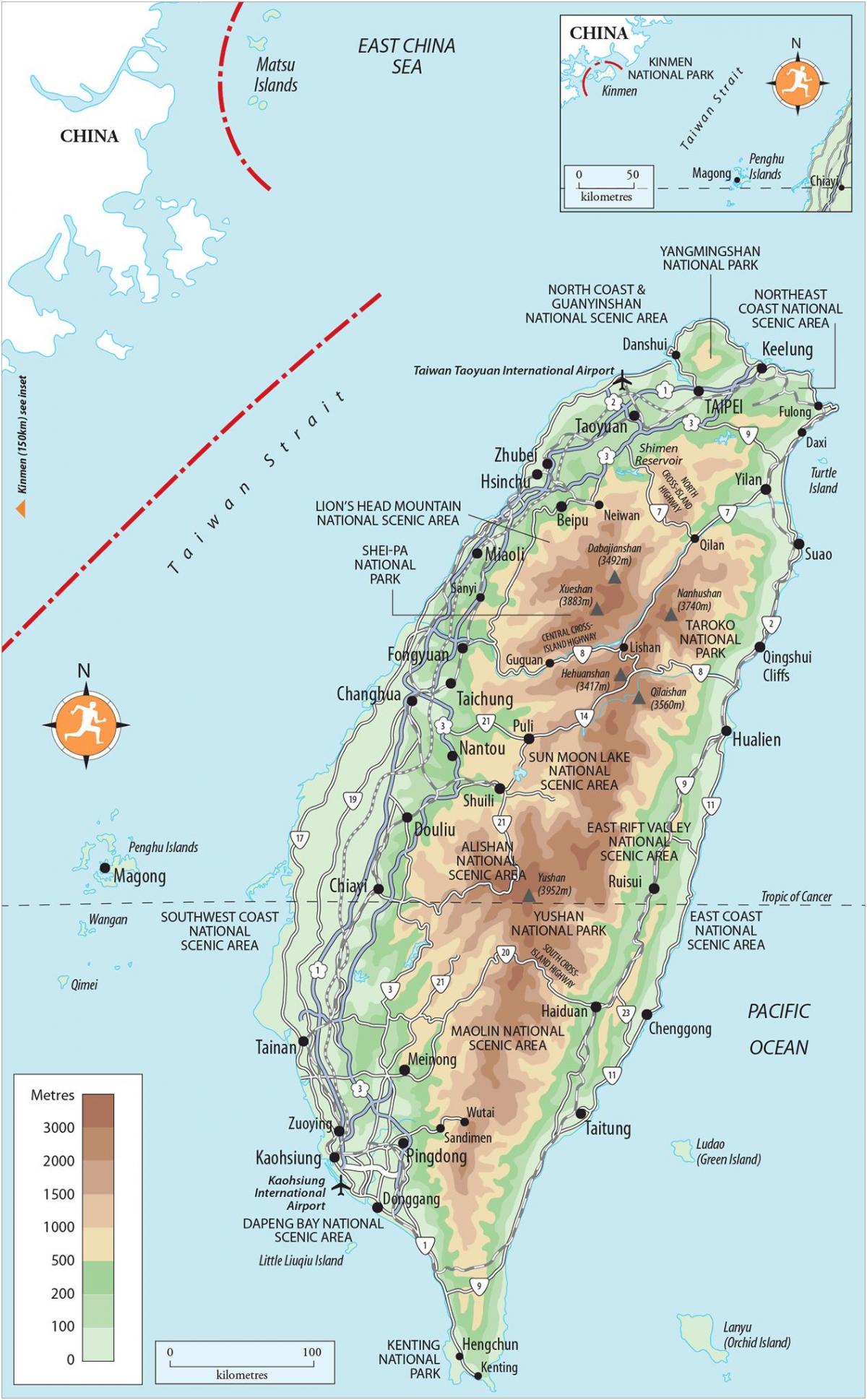 Mapa Tajvan mjesta interesa