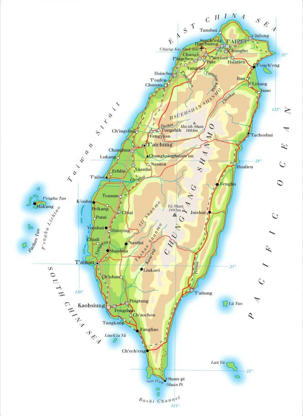 Mapa Tajvan reke
