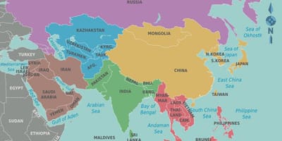 Mapa Tajvan i okolne države