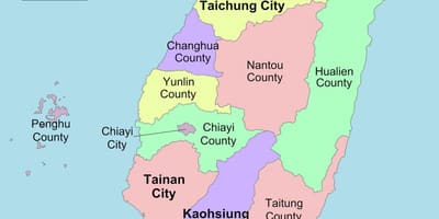 Mapa Tajvan okruga 