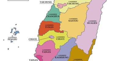 Mapa Tajvan pokrajini